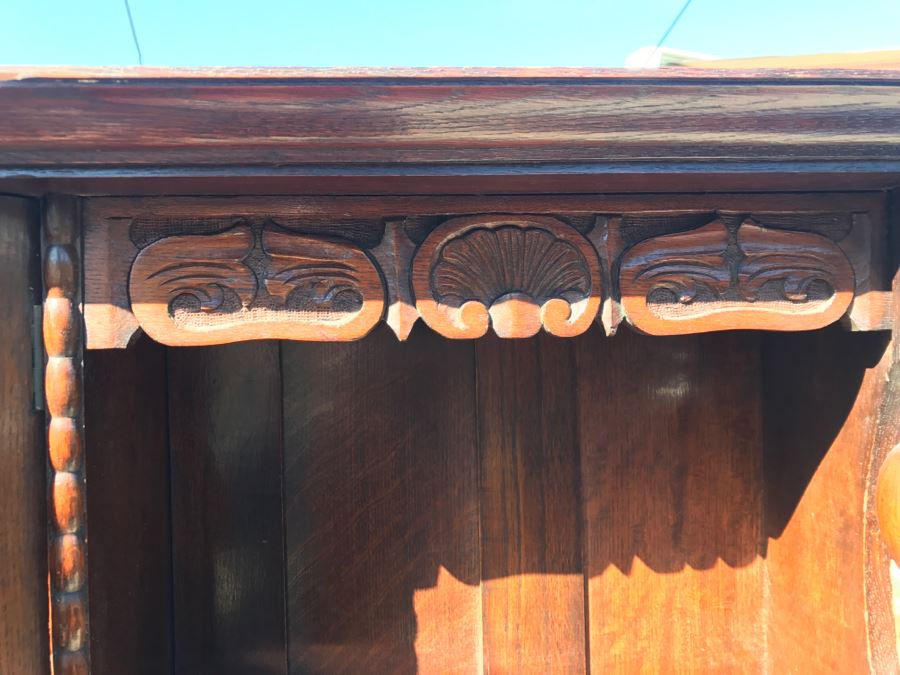 JUST ADDED - Stunning Antique Irish Buffet Credenza With Hutch - Client Used Without Hutch - Includes Custom Glass Cut To Fit W/O Hutch [Photo 33]