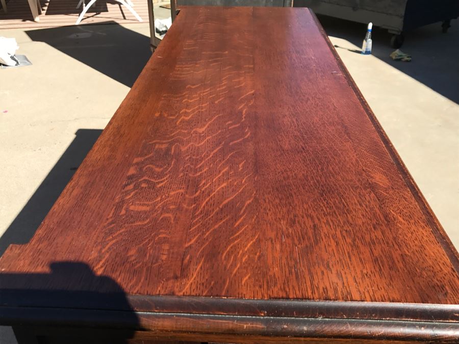 JUST ADDED - Stunning Antique Irish Buffet Credenza With Hutch - Client Used Without Hutch - Includes Custom Glass Cut To Fit W/O Hutch [Photo 26]