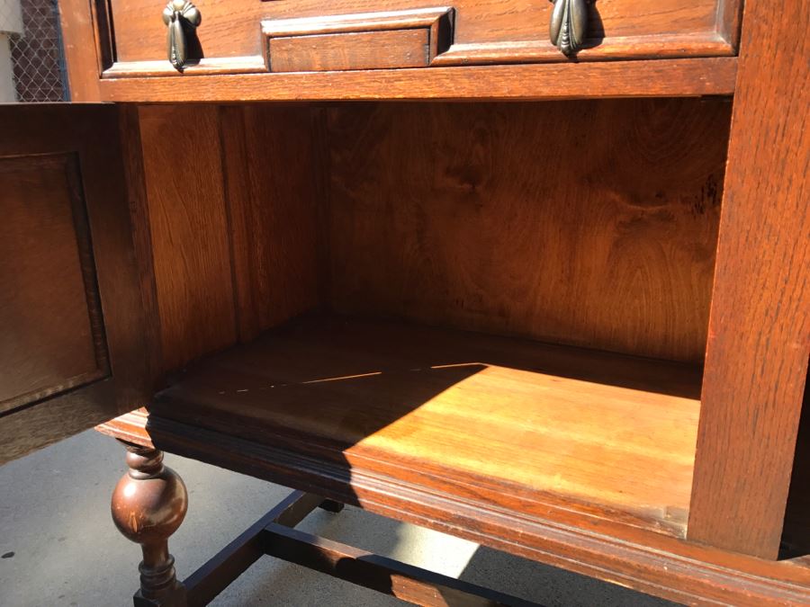 JUST ADDED - Stunning Antique Irish Buffet Credenza With Hutch - Client Used Without Hutch - Includes Custom Glass Cut To Fit W/O Hutch [Photo 20]