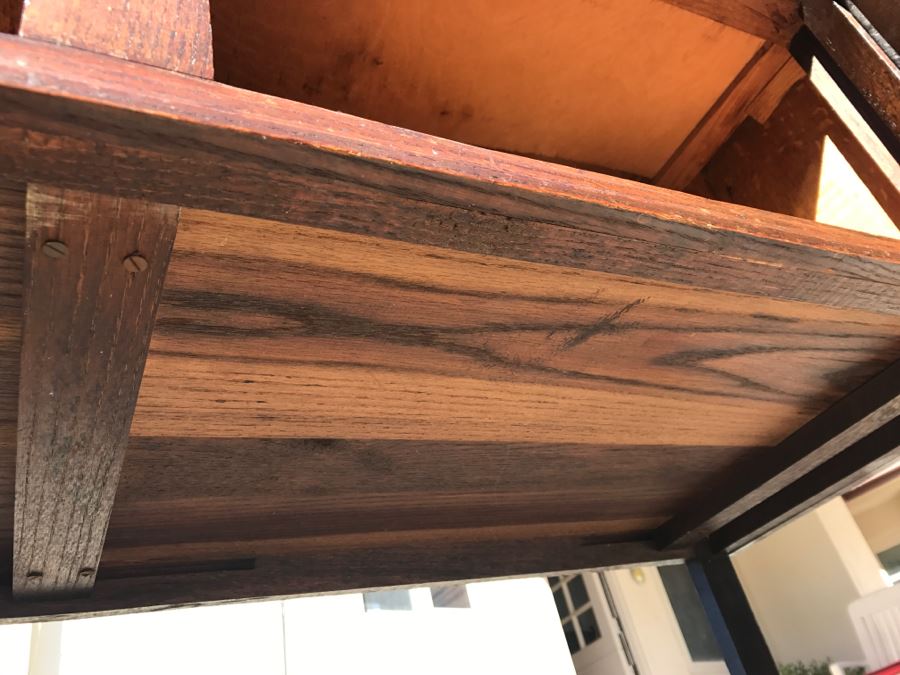 JUST ADDED - Stunning Antique Irish Buffet Credenza With Hutch - Client Used Without Hutch - Includes Custom Glass Cut To Fit W/O Hutch [Photo 21]