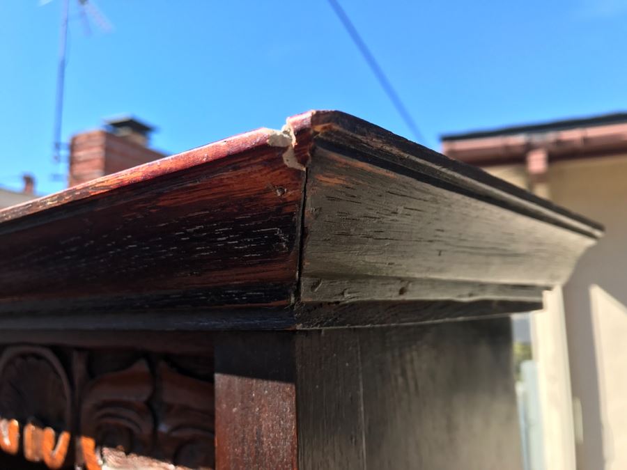 JUST ADDED - Stunning Antique Irish Buffet Credenza With Hutch - Client Used Without Hutch - Includes Custom Glass Cut To Fit W/O Hutch [Photo 36]