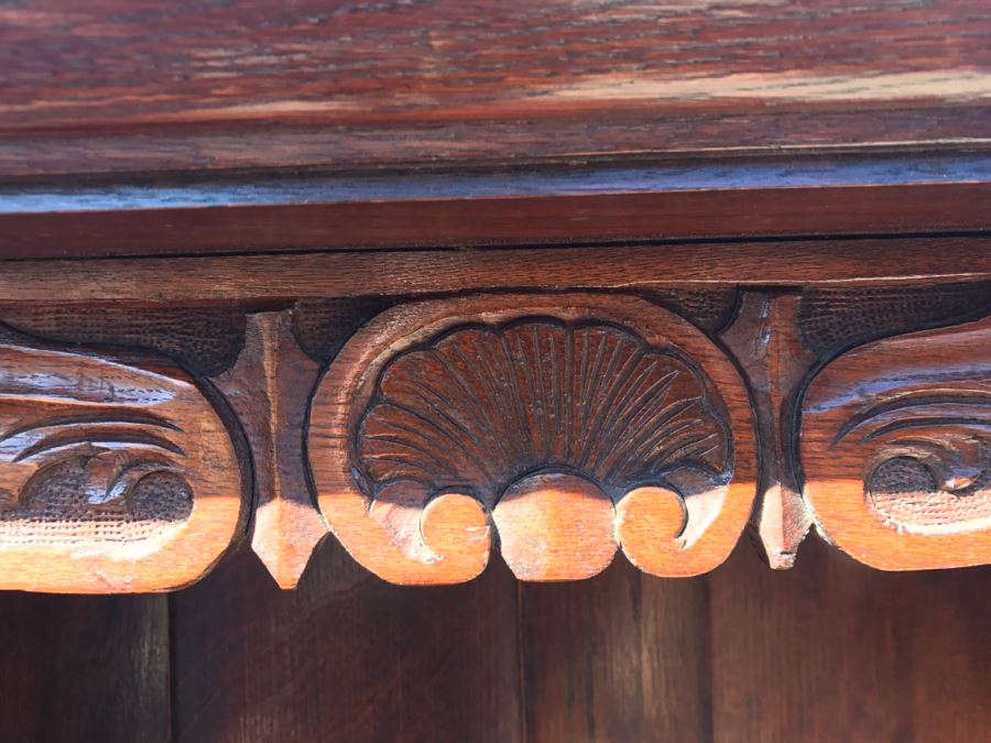 JUST ADDED - Stunning Antique Irish Buffet Credenza With Hutch - Client Used Without Hutch - Includes Custom Glass Cut To Fit W/O Hutch [Photo 34]