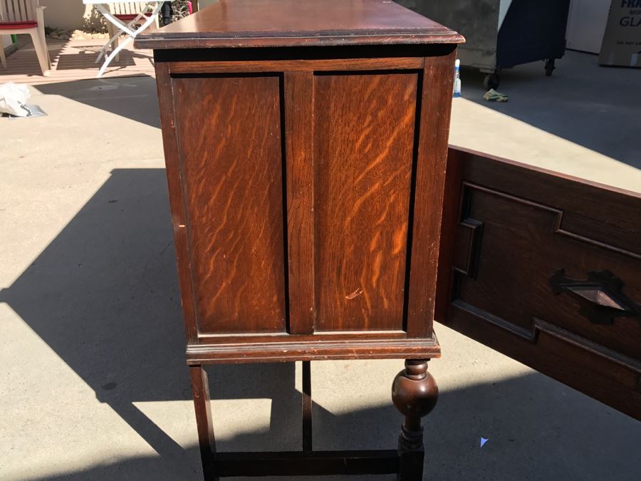 JUST ADDED - Stunning Antique Irish Buffet Credenza With Hutch - Client Used Without Hutch - Includes Custom Glass Cut To Fit W/O Hutch [Photo 24]