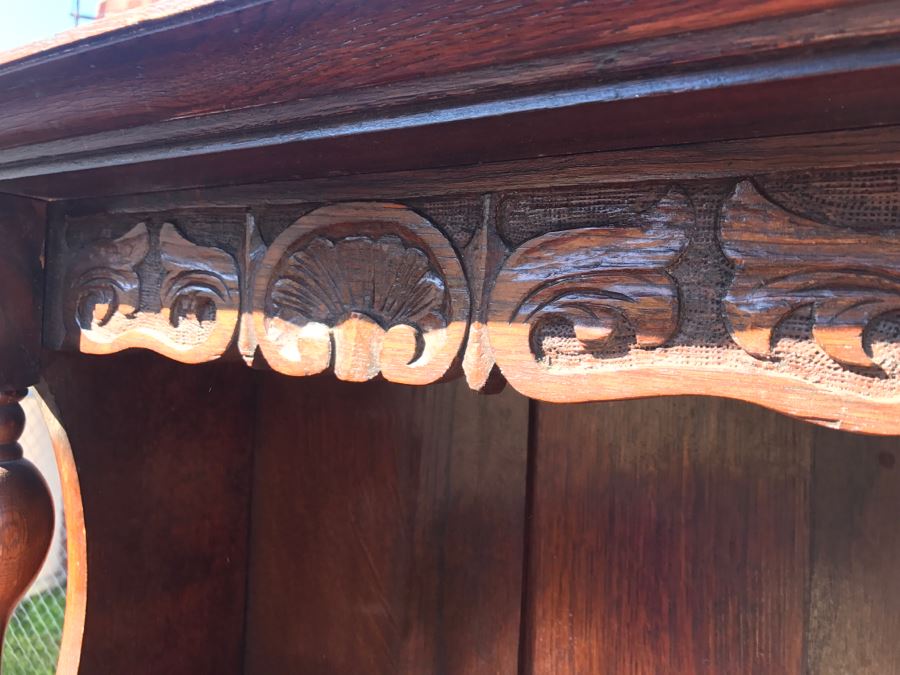 JUST ADDED - Stunning Antique Irish Buffet Credenza With Hutch - Client Used Without Hutch - Includes Custom Glass Cut To Fit W/O Hutch [Photo 35]