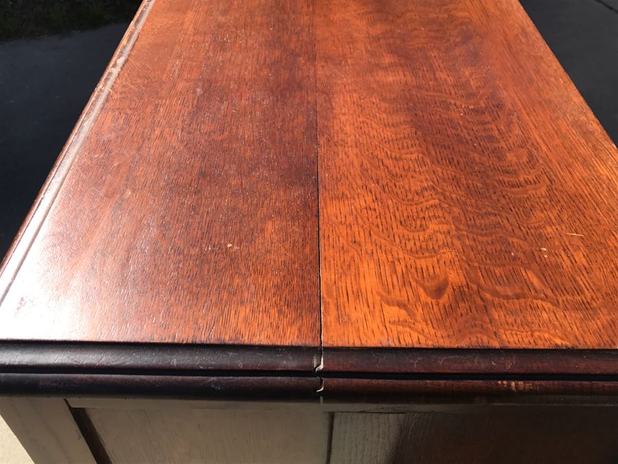 JUST ADDED - Stunning Antique Irish Buffet Credenza With Hutch - Client Used Without Hutch - Includes Custom Glass Cut To Fit W/O Hutch [Photo 27]