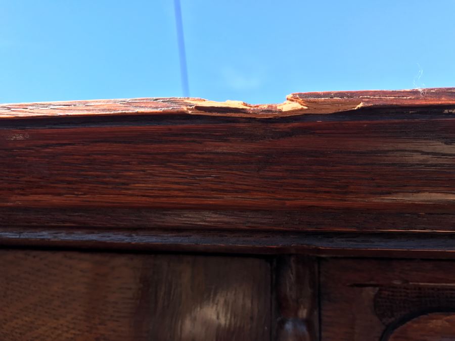 JUST ADDED - Stunning Antique Irish Buffet Credenza With Hutch - Client Used Without Hutch - Includes Custom Glass Cut To Fit W/O Hutch [Photo 39]