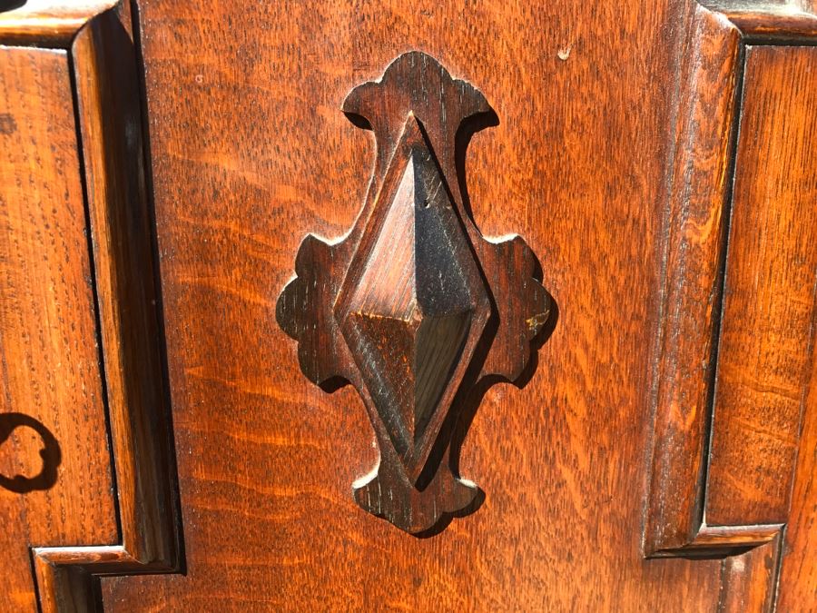 JUST ADDED - Stunning Antique Irish Buffet Credenza With Hutch - Client Used Without Hutch - Includes Custom Glass Cut To Fit W/O Hutch [Photo 30]