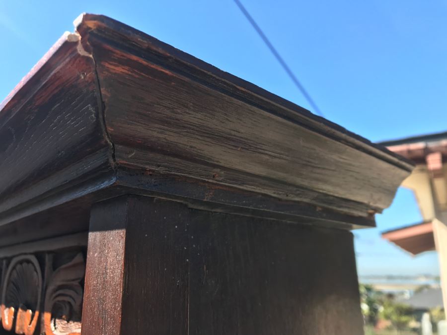 JUST ADDED - Stunning Antique Irish Buffet Credenza With Hutch - Client Used Without Hutch - Includes Custom Glass Cut To Fit W/O Hutch [Photo 38]