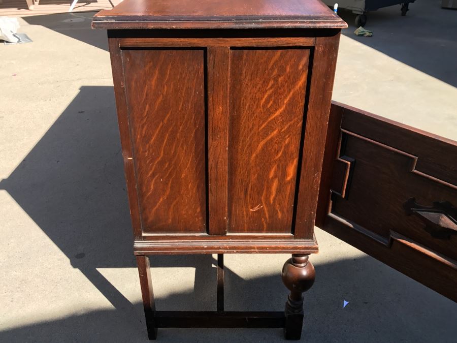 JUST ADDED - Stunning Antique Irish Buffet Credenza With Hutch - Client Used Without Hutch - Includes Custom Glass Cut To Fit W/O Hutch [Photo 25]