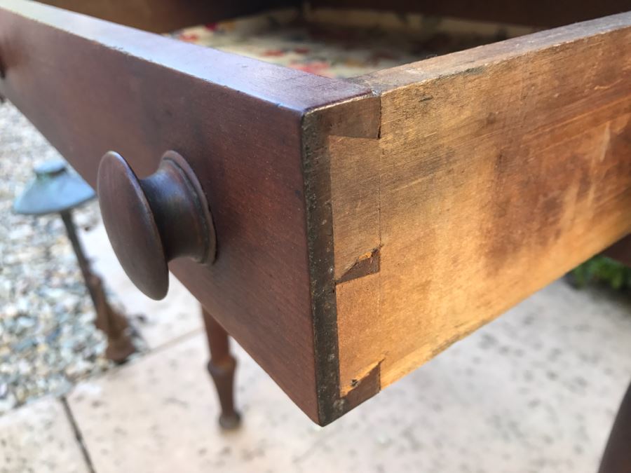 JUST ADDED - Antique Table With Turned Legs And Drawer With Custom Vintage Hutch - See Photos [Photo 4]