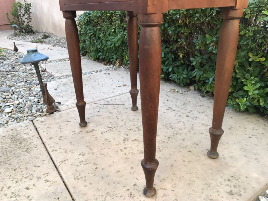 JUST ADDED - Antique Table With Turned Legs And Drawer With Custom Vintage Hutch - See Photos [Photo 11]