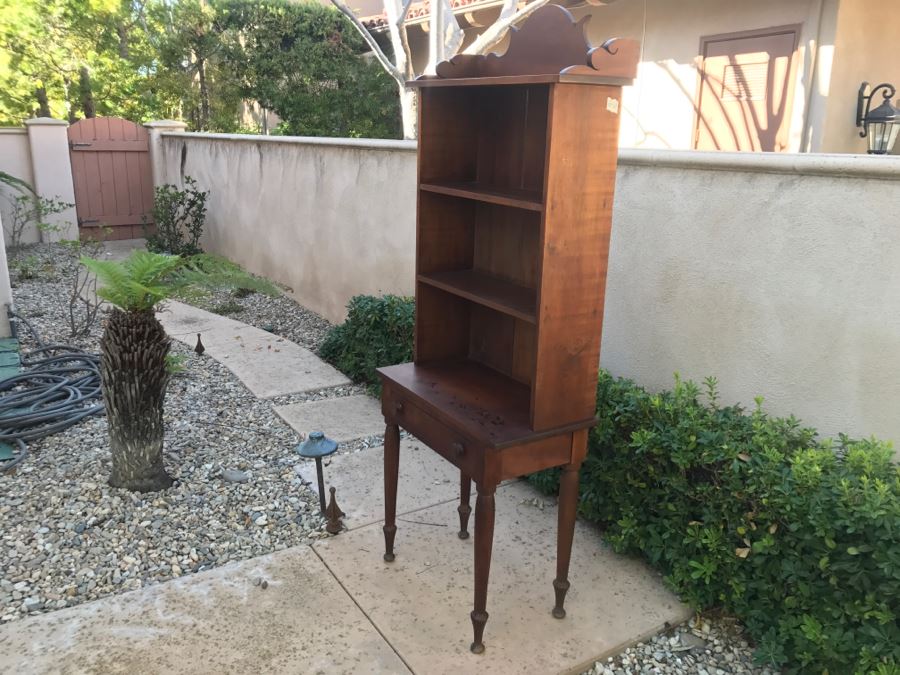 JUST ADDED - Antique Table With Turned Legs And Drawer With Custom Vintage Hutch - See Photos [Photo 14]
