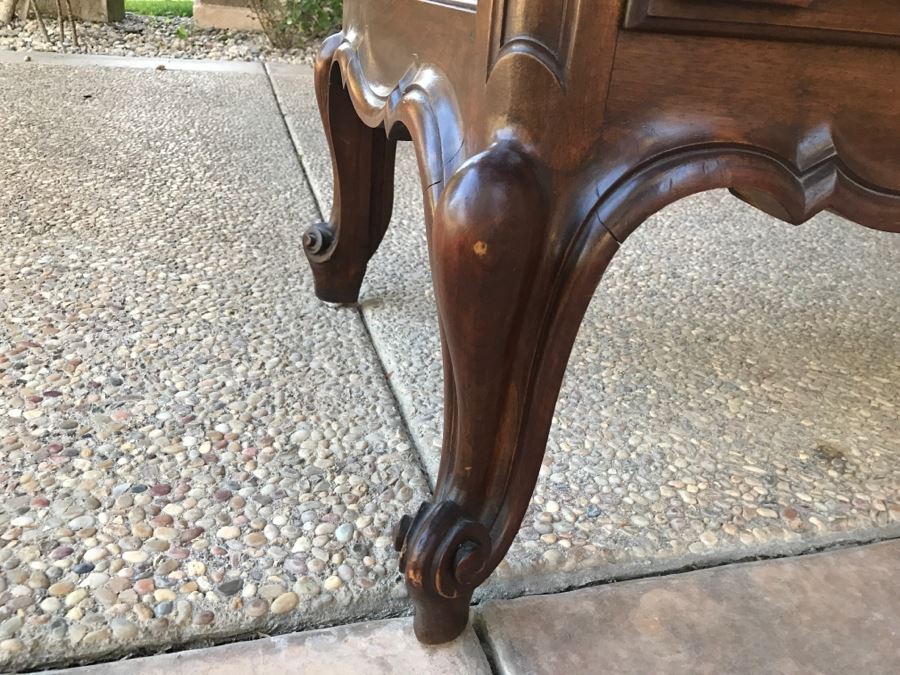 JUST ADDED - STUNNING Antique 19th Century Piedmont Baroque Style Dresser Chest Of Drawers With Distinctive Carved Piedmont Designs And Black Marble Top [Photo 11]