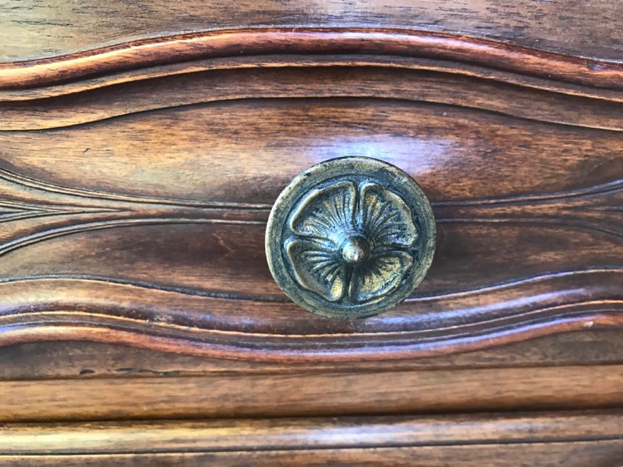 JUST ADDED - STUNNING Antique 19th Century Piedmont Baroque Style Dresser Chest Of Drawers With Distinctive Carved Piedmont Designs And Black Marble Top [Photo 13]