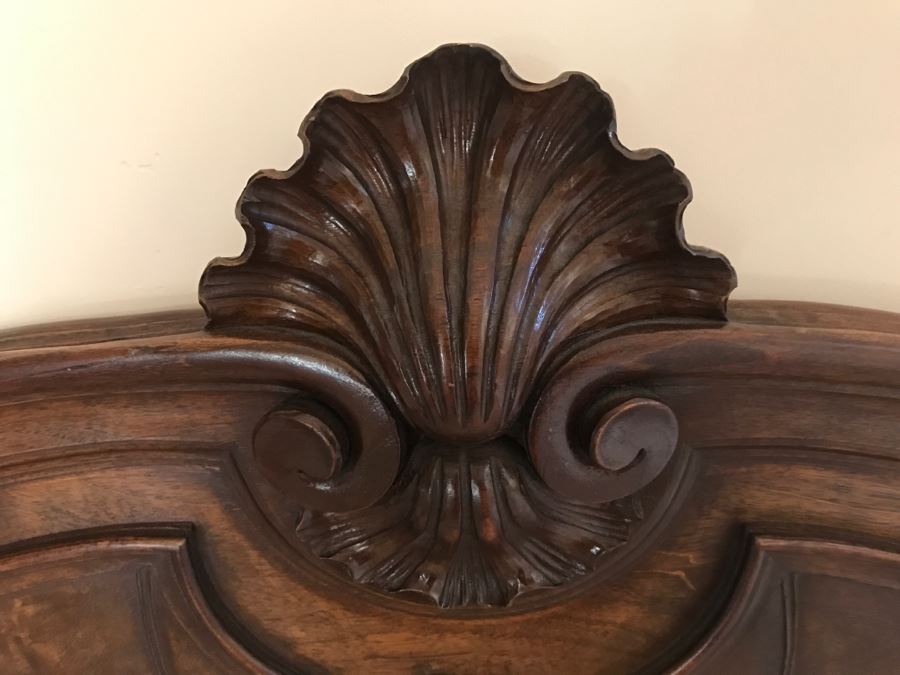 JUST ADDED - STUNNING Antique 19th Century Piedmont Baroque Style Bed With Headboard, Footboard And Rails With European Like New Simmons Queen Size Mattress (6' Wider Than Queen) - See Details [Photo 9]