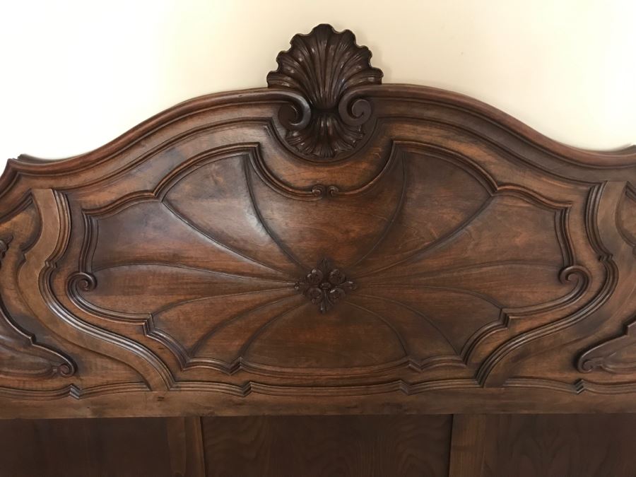 JUST ADDED - STUNNING Antique 19th Century Piedmont Baroque Style Bed With Headboard, Footboard And Rails With European Like New Simmons Queen Size Mattress (6' Wider Than Queen) - See Details [Photo 10]
