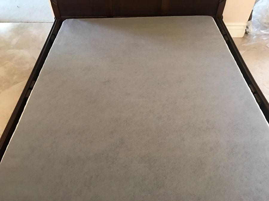 JUST ADDED - STUNNING Antique 19th Century Piedmont Baroque Style Bed With Headboard, Footboard And Rails With European Like New Simmons Queen Size Mattress (6' Wider Than Queen) - See Details [Photo 23]