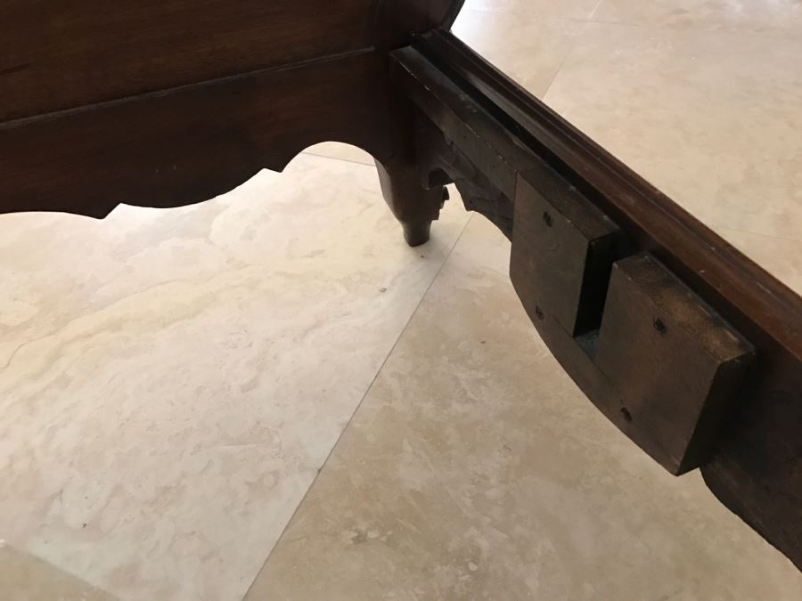 JUST ADDED - STUNNING Antique 19th Century Piedmont Baroque Style Bed With Headboard, Footboard And Rails With European Like New Simmons Queen Size Mattress (6' Wider Than Queen) - See Details [Photo 22]