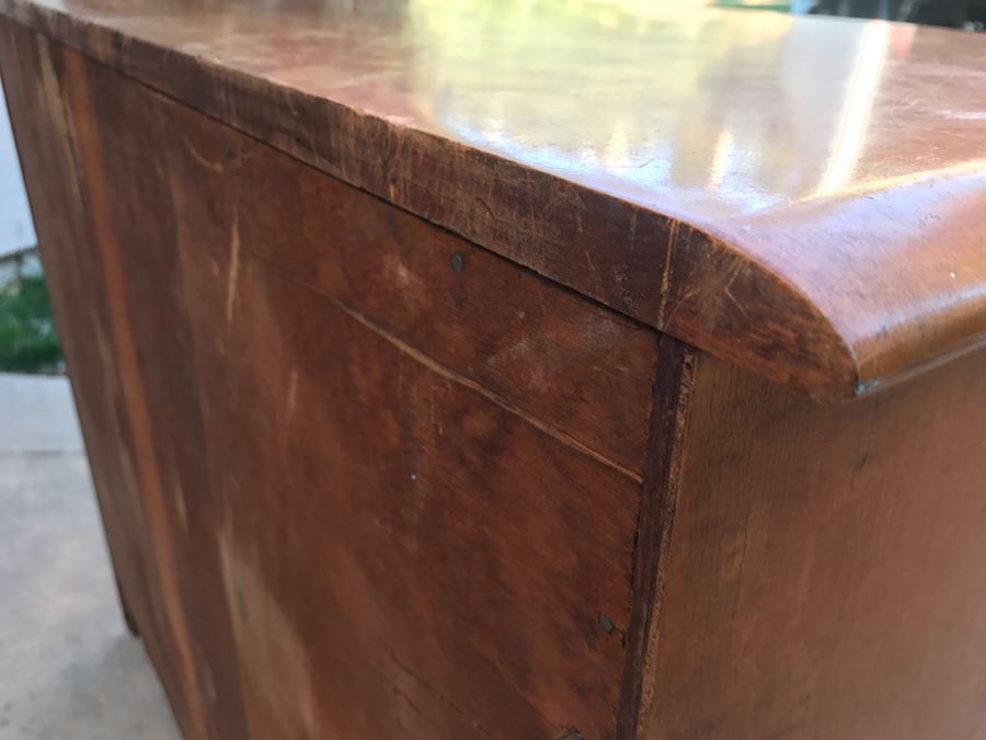 JUST ADDED - Vintage 1940's Maple Dresser Chest Of Drawers With Relief Carving Of Bomber Plane On One Of The Drawers By Virginia House [Photo 17]