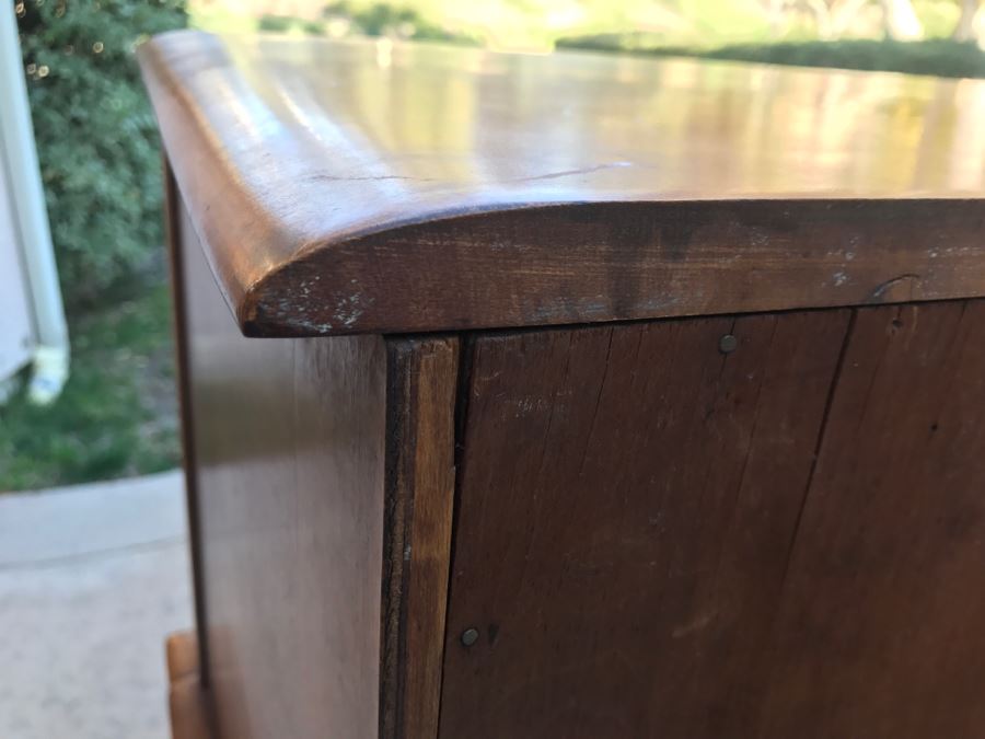 JUST ADDED - Vintage 1940's Maple Highboy Dresser Chest Of Drawers With Relief Carving Of Bomber Plane On One Of The Drawers By Virginia House [Photo 16]