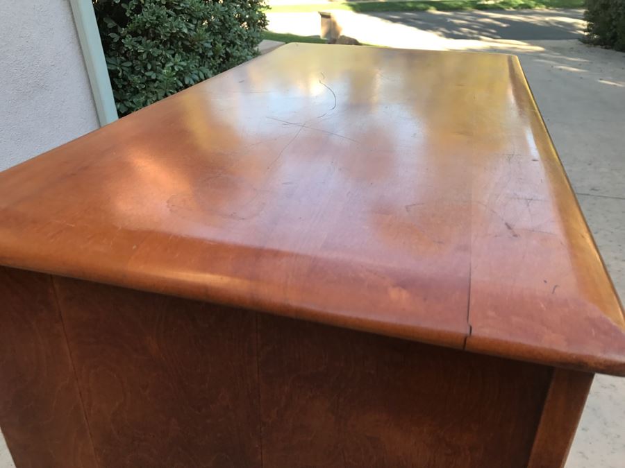 JUST ADDED - Vintage 1940's Maple Highboy Dresser Chest Of Drawers With Relief Carving Of Bomber Plane On One Of The Drawers By Virginia House [Photo 13]