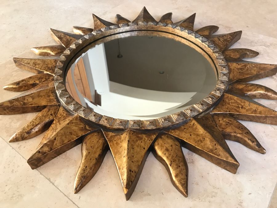 JUST ADDED - Vintage Ethan Allen Gilded Sunburst Mirror [Photo 3]