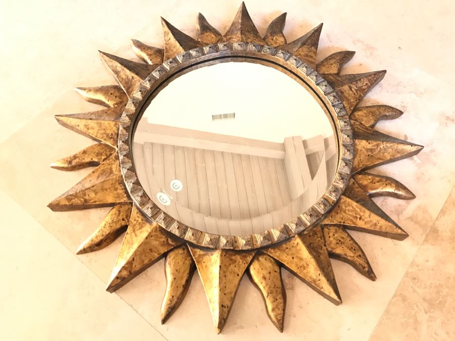 JUST ADDED - Vintage Ethan Allen Gilded Sunburst Mirror