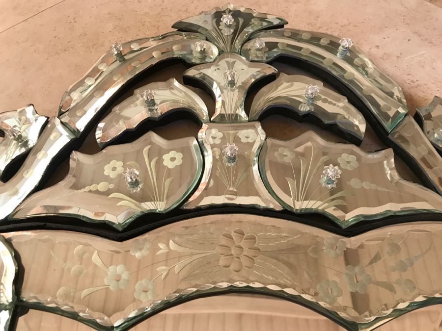 JUST ADDED - Nice Contemporary Reproduction Venetian Glass Wall Mirror [Photo 7]