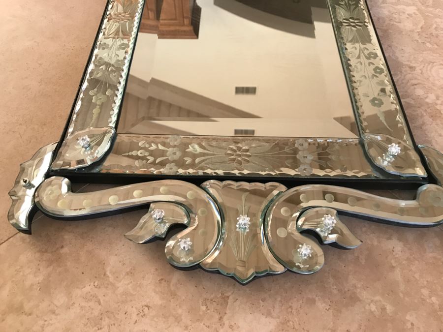 JUST ADDED - Nice Contemporary Reproduction Venetian Glass Wall Mirror [Photo 5]
