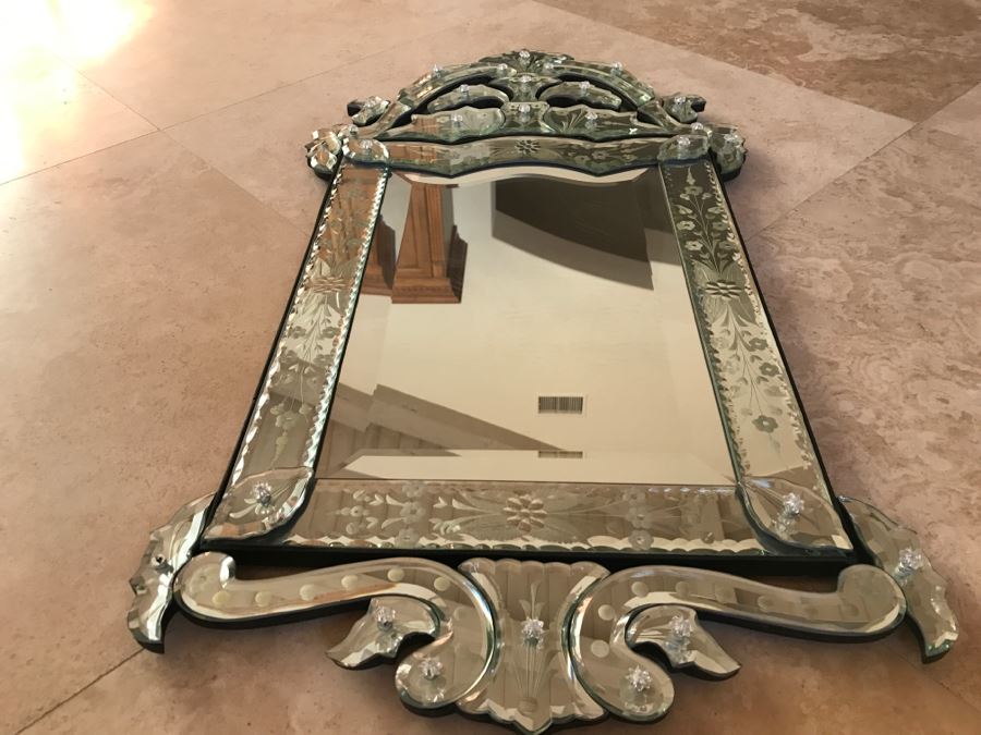 JUST ADDED - Nice Contemporary Reproduction Venetian Glass Wall Mirror [Photo 10]