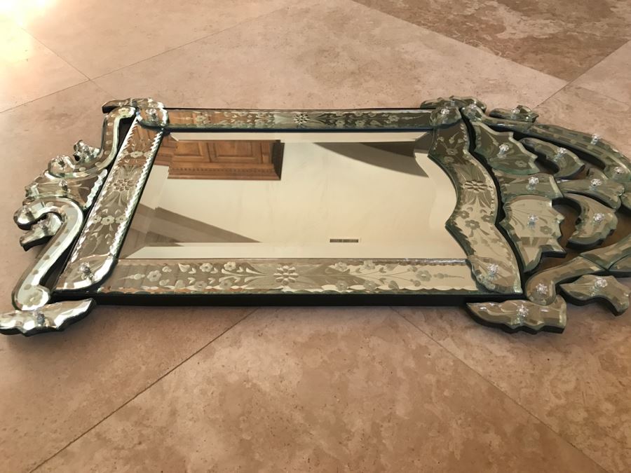 JUST ADDED - Nice Contemporary Reproduction Venetian Glass Wall Mirror [Photo 11]