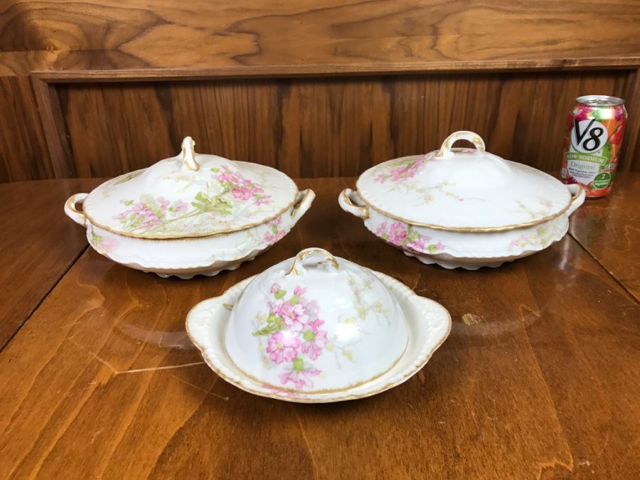 JUST ADDED - Theodore Haviland Limoges France China Serving Set Of (3) Covered Dishes- See All Photos [Photo 1]