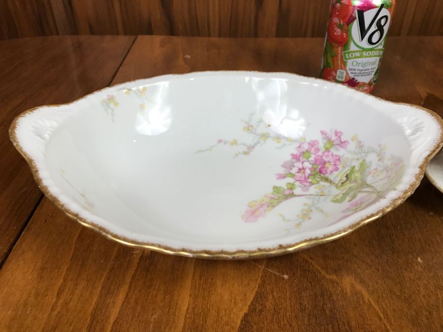 JUST ADDED - Theodore Haviland Limoges France China Gravy Boat With Attached Underplate And Large Serving Bowl Gold Trim [Photo 2]