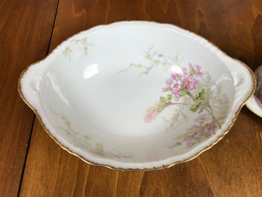 JUST ADDED - Theodore Haviland Limoges France China Gravy Boat With Attached Underplate And Large Serving Bowl Gold Trim [Photo 3]