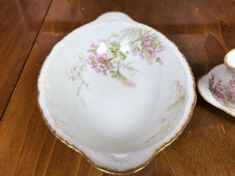 JUST ADDED - Theodore Haviland Limoges France China Gravy Boat With Attached Underplate And Large Serving Bowl Gold Trim [Photo 6]