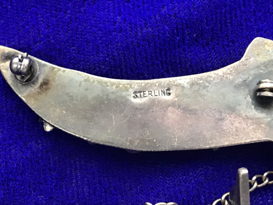 JUST ADDED - Stunning Vintage Repousse Sterling Silver Brooch Pin Dagger With Sheather And Possible Moonstone (Not Tested) 28.3g [Photo 18]