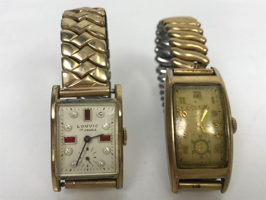 JUST ADDED - Pair Of Vintage Watches: BULOVA And LOUVIC [Photo 1]