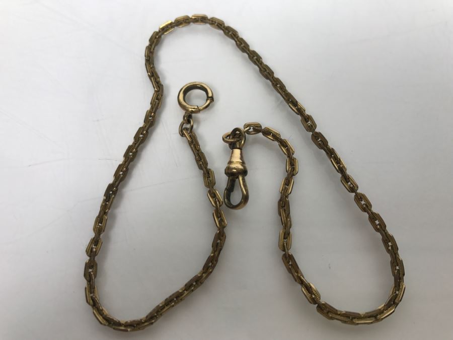 JUST ADDED - Vintage Handpainted Porcelain Brooch Pin And Vintage UNION Pocket Watch Chain [Photo 8]