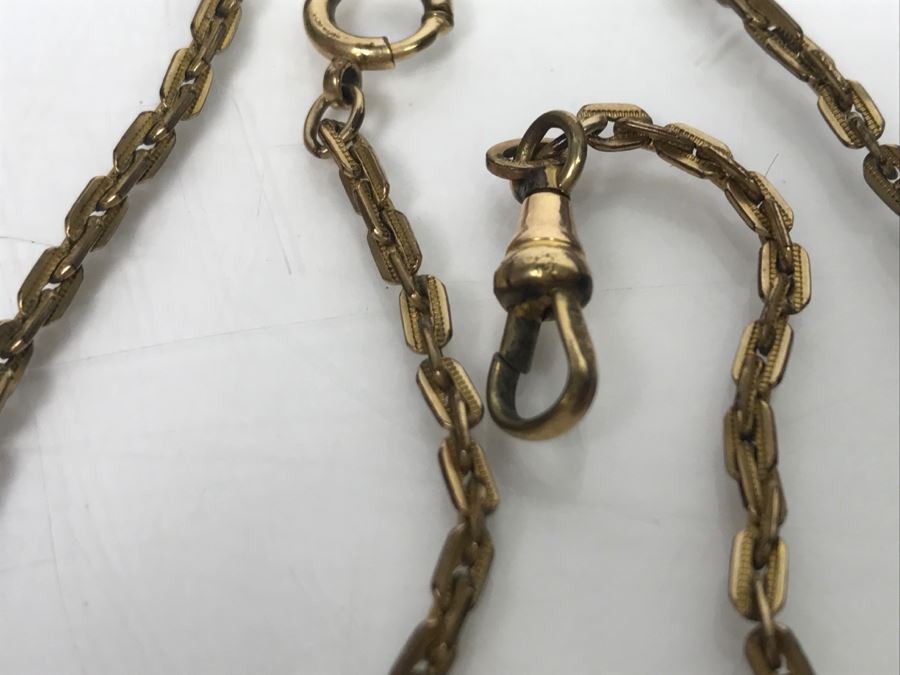 JUST ADDED - Vintage Handpainted Porcelain Brooch Pin And Vintage UNION Pocket Watch Chain [Photo 9]