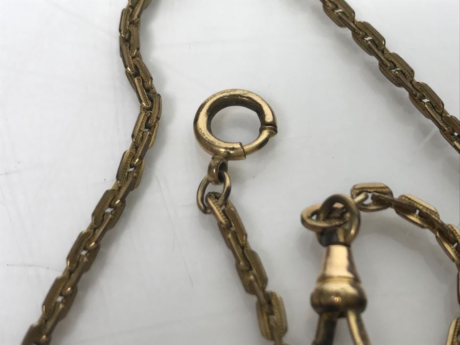 JUST ADDED - Vintage Handpainted Porcelain Brooch Pin And Vintage UNION Pocket Watch Chain [Photo 10]