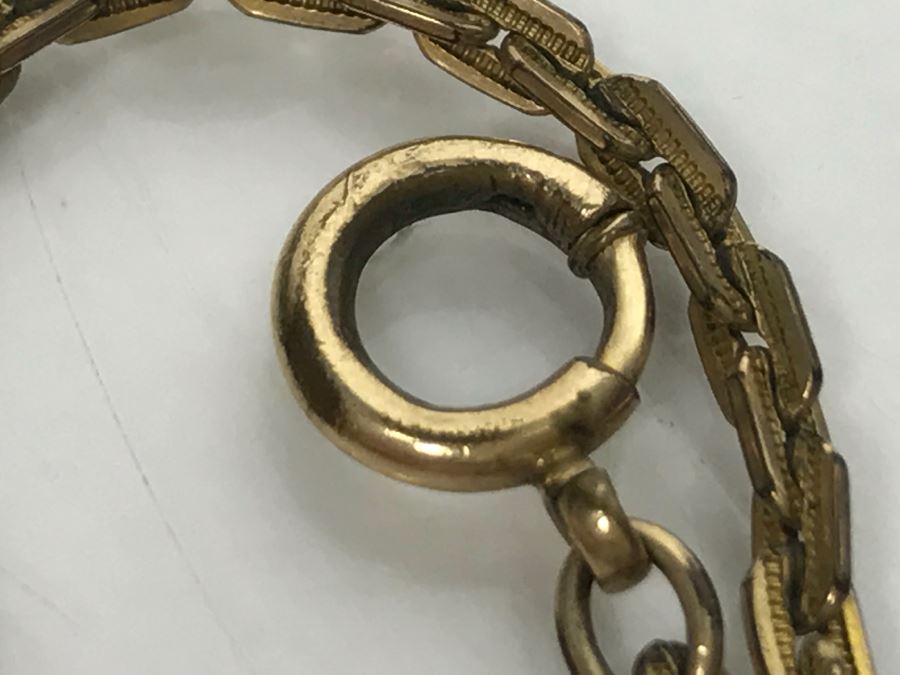 JUST ADDED - Vintage Handpainted Porcelain Brooch Pin And Vintage UNION Pocket Watch Chain [Photo 14]