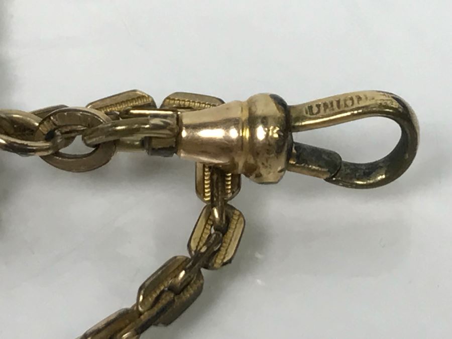 JUST ADDED - Vintage Handpainted Porcelain Brooch Pin And Vintage UNION Pocket Watch Chain [Photo 12]