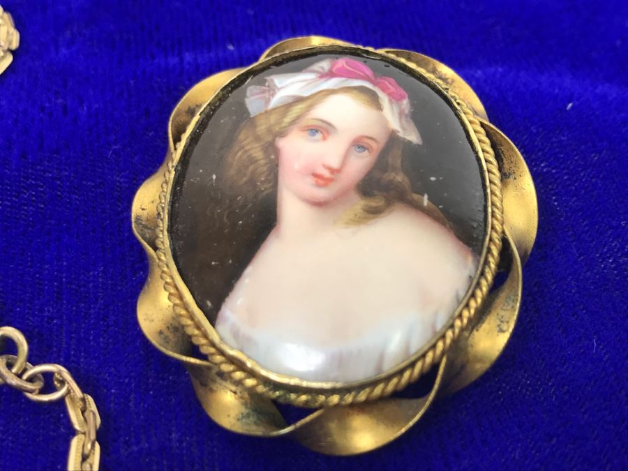 JUST ADDED - Vintage Handpainted Porcelain Brooch Pin And Vintage UNION ...