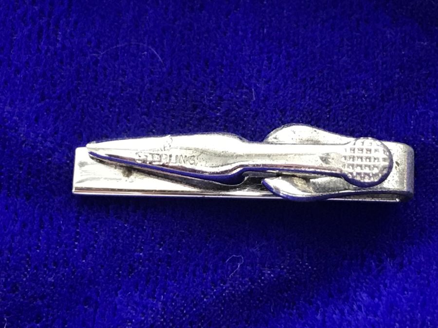 JUST ADDED - Vintage Sterling Silver Signed Mexican Cufflinks And Sterling Silver Tie Clip 19.9g [Photo 12]