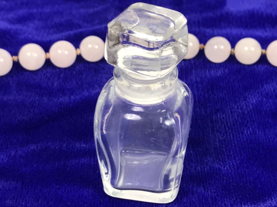 JUST ADDED - Light Pink Stone Necklace Individually Knotted, Green Stone Bracelet And French Perfume Bottle [Photo 10]