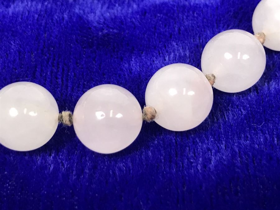 JUST ADDED - Light Pink Stone Necklace Individually Knotted, Green Stone Bracelet And French Perfume Bottle [Photo 4]