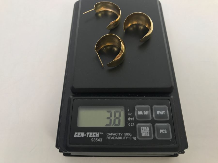 JUST ADDED - Set Of 14K Gold Earrings (Post Missing On One) And Single 14K Gold Earring 3.8g $55 MV [Photo 6]