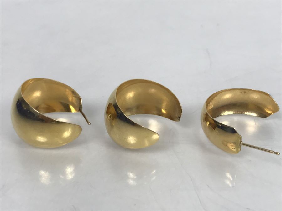 JUST ADDED - Set Of 14K Gold Earrings (Post Missing On One) And Single 14K Gold Earring 3.8g $55 MV [Photo 1]