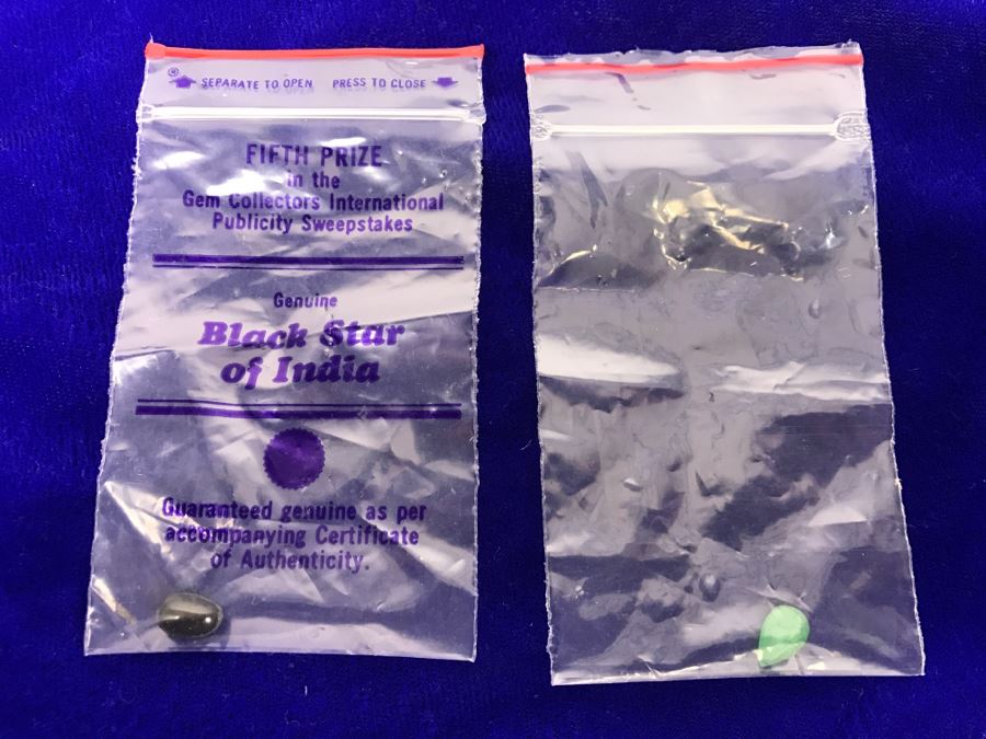 JUST ADDED - Pair Of Gemstones: Black Star Of India And Green Stone [Photo 2]