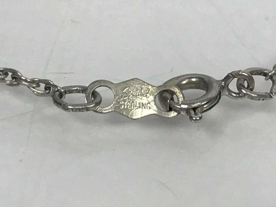 JUST ADDED - Sterling Silver Necklace With Sterling Pendant And Red Stone 3.1g [Photo 7]